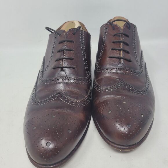 Leather Wingtips Italy Oxford Bespoke Mens Cordovan Vero Curio Dress Shoes Sz 10 main image 9
